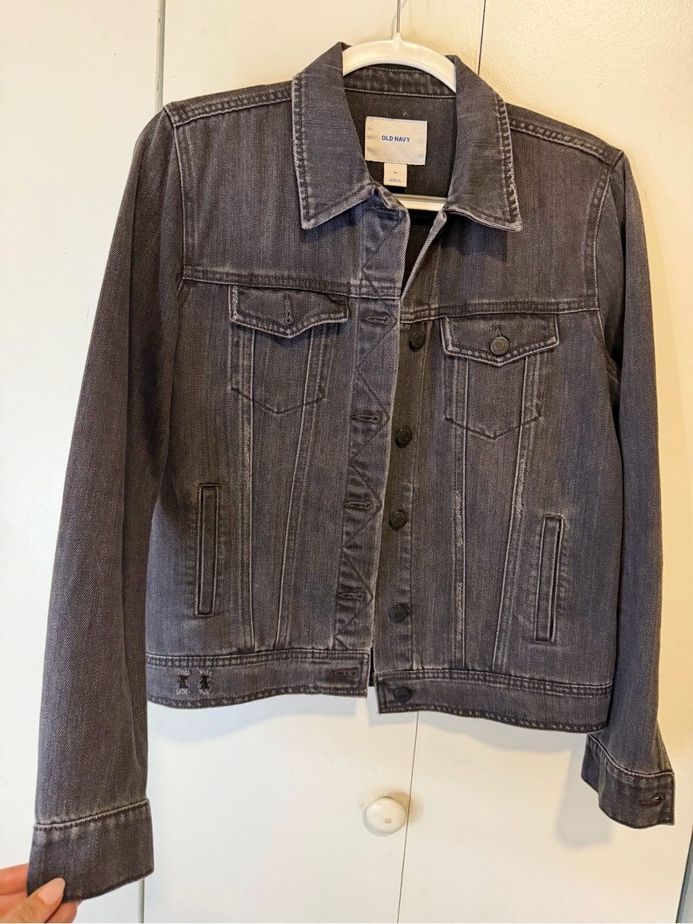 Old Navy Gray/Black Washed Denim Jean Jacket